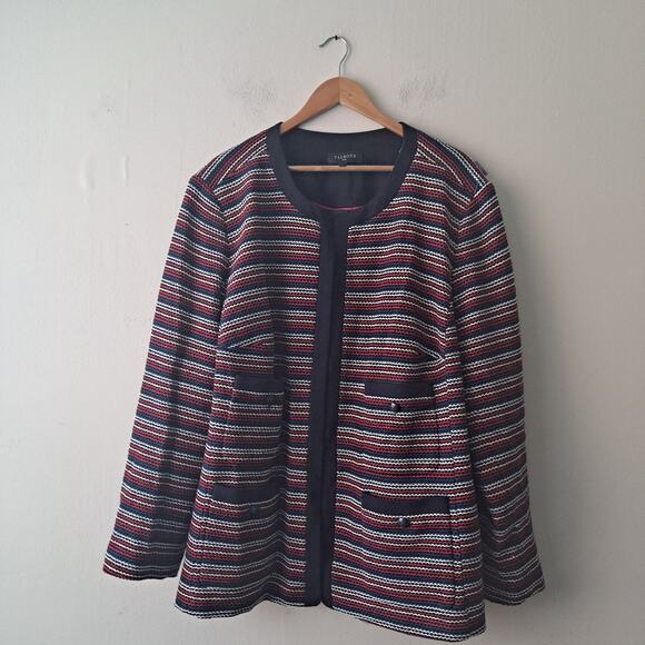 Talbots Boucle Stripe Jacket Tailored Black Red Blue White Women's Plus Size 3X - Picture 4 of 10
